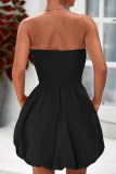 Black Sexy Solid Color Patchwork Strapless Strapless Dresses