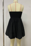 Black Sexy Solid Color Patchwork Strapless Strapless Dresses