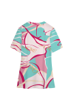 Light Yellow Casual Print Slit V Neck T-Shirts