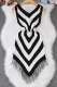 Black Sexy Stripe Fringed Trim O Neck Irregular Dresses