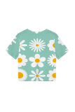 Lake Blue Casual Print Patchwork O Neck T-Shirts