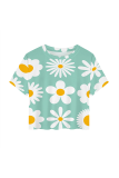 Lake Blue Casual Print Patchwork O Neck T-Shirts