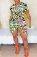 Multicolor Sexy Print Slit O Neck Irregular Dresses