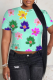 Lake Blue Casual Print Patchwork O Neck T-Shirts