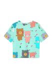 Turquoise Casual Print Patchwork O Neck T-Shirts