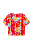 Turquoise Casual Print Patchwork O Neck T-Shirts