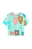 Turquoise Casual Print Patchwork O Neck T-Shirts