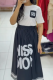 Black Casual Letters Contrast O Neck Short Sleeve Two Pieces