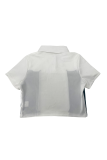 Red Casual Buttons Contrast Turndown Collar Short Sleeve Two Pieces