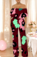 Burgundy Casual Print Off Shoulder Loose Jumpsuits