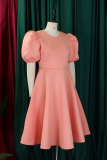 Green Yellow Elegant Solid Color Zipper O Neck Evening Dresses