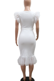 Black Casual Solid Color Strap Design Mesh V Neck Long Dresses