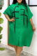 Green Casual Solid Color Pocket Shirt Collar Shirt Dresses