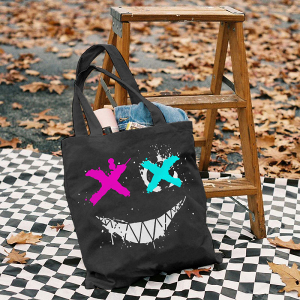 Black EVIL EMOJI PRINTED BAG