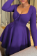 Purple Sexy Solid Color Patchwork U Neck A Line Plus Size Dresses