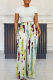 Cream White Casual Print Pocket O Neck Short Sleeve Two Pieces