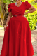 Red Elegant Solid Color Ruched With Belt V Neck Long Dresses