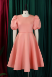 Green Yellow Elegant Solid Color Zipper O Neck Evening Dresses