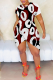 Red White Sexy Print Slit O Neck Wrapped Skirt Dresses