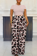 Light Pink Casual Print Pocket O Neck Short Sleeve Two Pieces