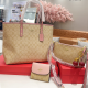 Khaki Casual Daily Letters Zipper Bags