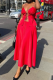 Red Sexy Solid Color Strap Design Spaghetti Strap Sleeveless Two Pieces