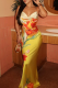 Yellow Sexy Print Backless Spaghetti Strap Sling Dresses