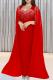 Red Celebrities Prom Solid Color Hot Drill Asymmetrical Collar Long Dresses