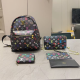 Black Casual Letters Zipper Bags