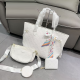 White Casual Letters Zipper Bags