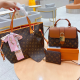Brown Casual Letters Zipper Bags