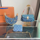 Blue Casual Letters Chains Zipper Bags