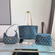 Blue Casual Letters Zipper Bags