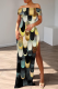 Multicolor Casual Print Slit Off Shoulder Long Dresses