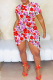 White Sexy Print Slit O Neck Wrapped Skirt Dresses
