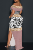 Black Casual Print Slit Off Shoulder Long Dresses