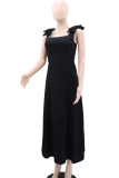 Red Sexy Solid Color Bow Decor Spaghetti Strap Long Dresses