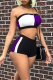 Purple Sexy Colorblock Patchwork Strapless Sleeveless Two Pieces