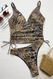Leopard Print Sexy Print Draw String Swimwears