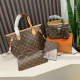 Brown Casual Letters Zipper Bags
