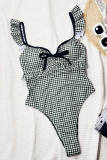 Black And White Sexy Plaid Stringy Selvedge Swimwears