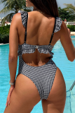 Black And White Sexy Plaid Stringy Selvedge Swimwears
