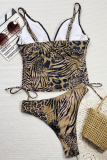 Leopard Print Sexy Print Draw String Swimwears