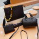 Black Casual Letters Zipper Bags
