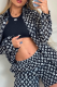 Blue Casual Print Buckle Turndown Collar Long Sleeve Two Pieces