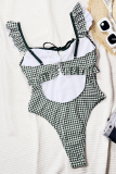 Black And White Sexy Plaid Stringy Selvedge Swimwears