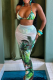 Green Sexy Print Strap Design 3 Piece Sets