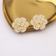 Gold Casual Flowers Rhinestone Decor Earrings