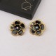 Black Casual Letters Flower Shape Earrings