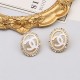 White Casual Letters Rhinestone Decor Earrings
